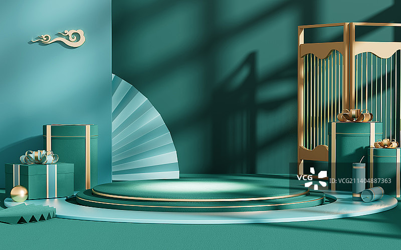 3D中国风产品展示台创意图图片素材