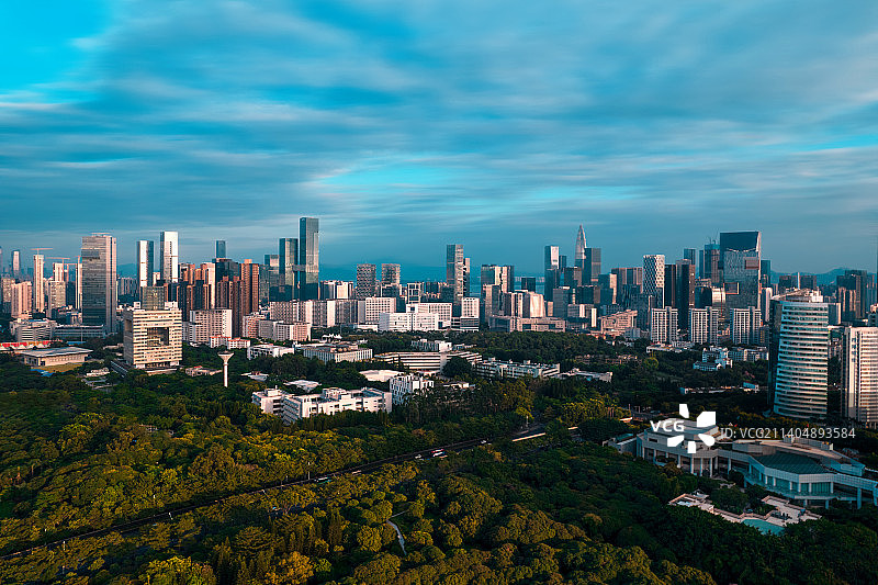 深圳南山粤海街道深大海岸城片区夜景航拍图片素材
