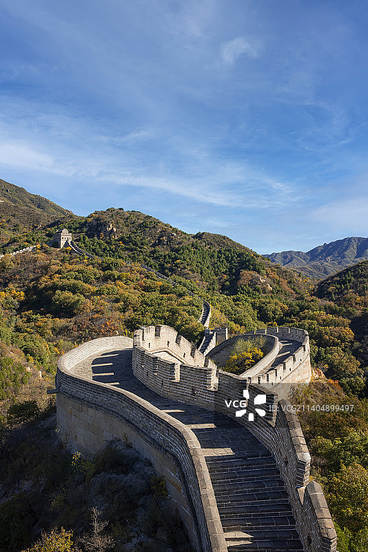 秋天的北京八达岭长城红叶谷图片素材