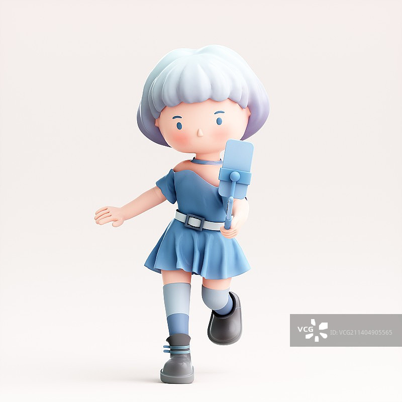 3D渲染的可爱的小女孩图片素材