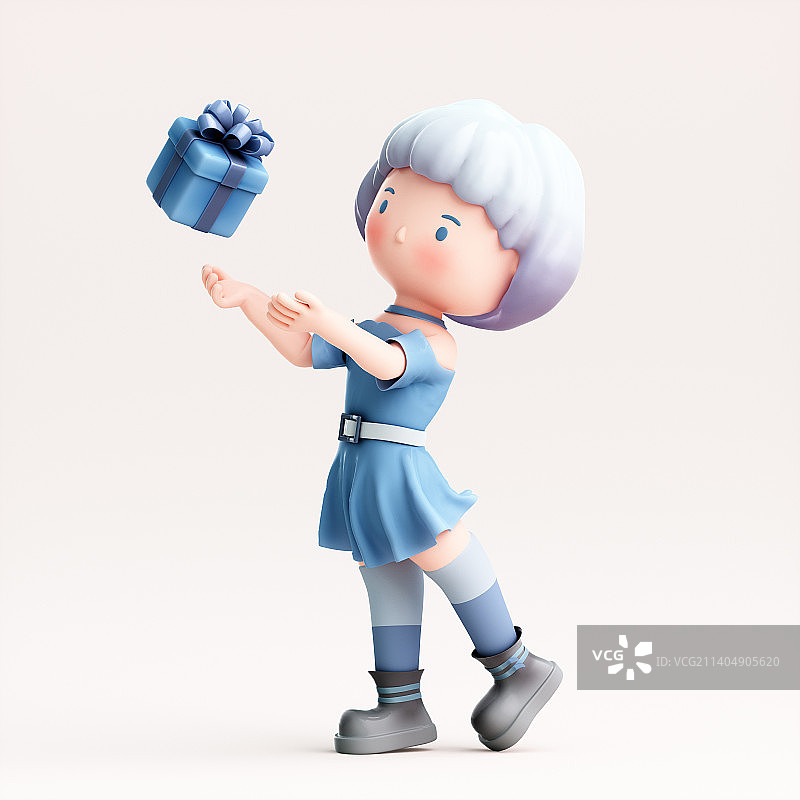 3D渲染的可爱的小女孩图片素材