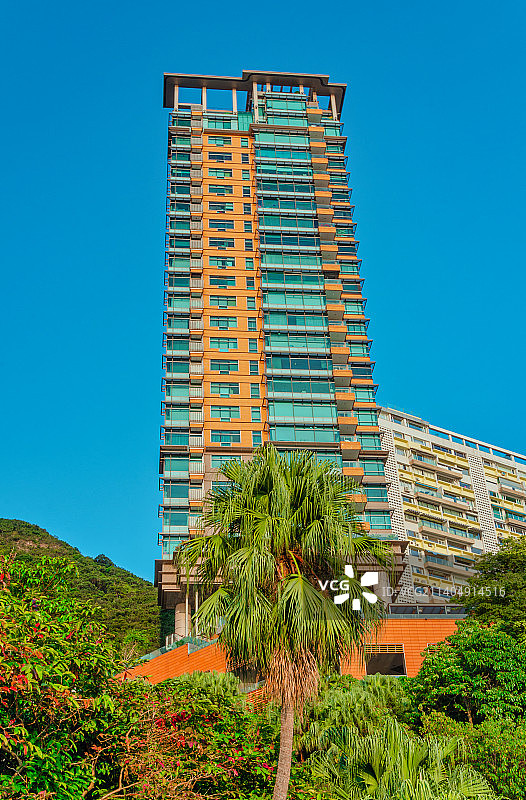 香港浅水湾海岸半山城市豪宅建筑图片素材