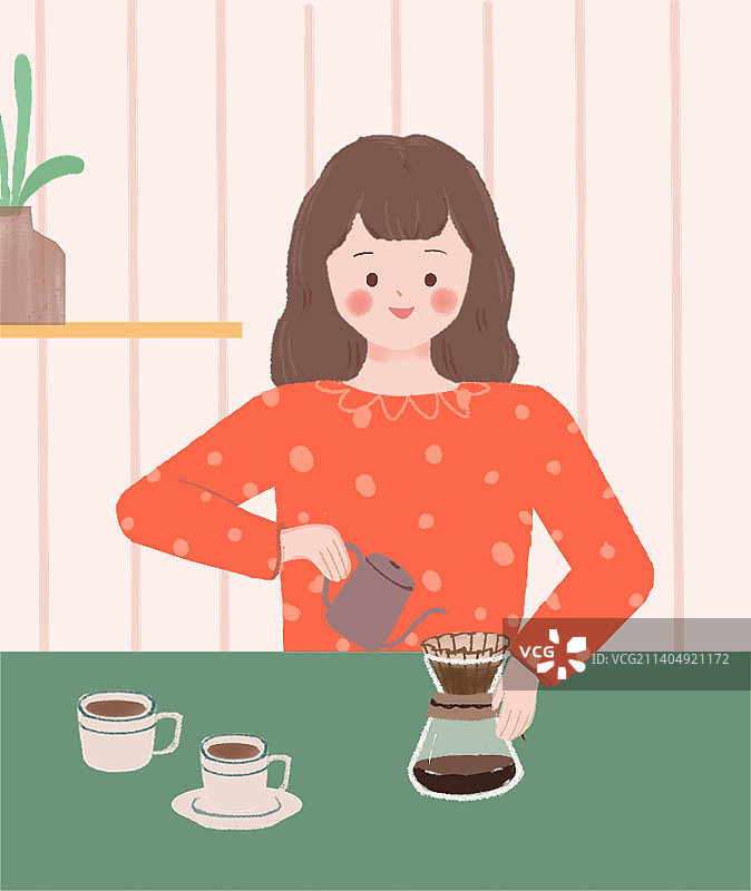 女孩手冲咖啡早餐餐饮图片素材