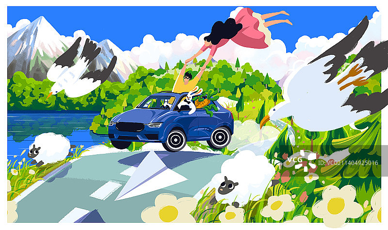 自驾游插画图片素材