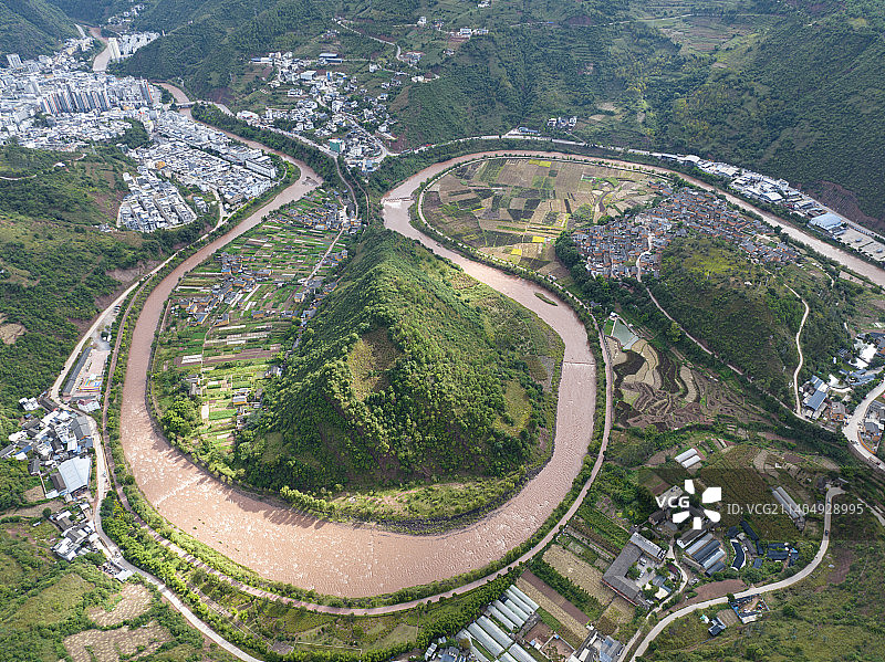 大理云龙天然太极图航拍图片素材