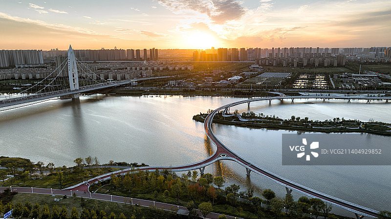 初秋浐灞日落图片素材