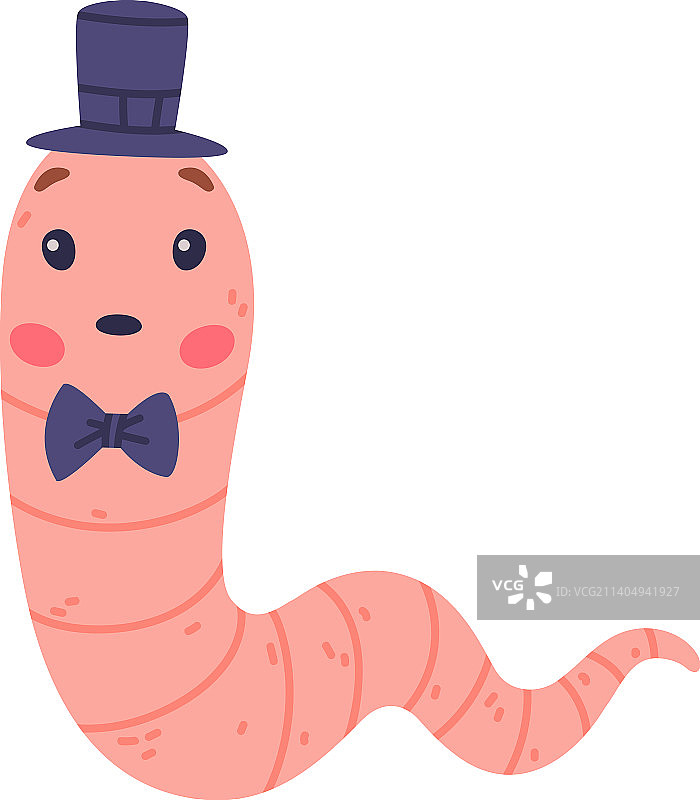 有趣的粉红色蠕虫角色，长管状身体图片素材