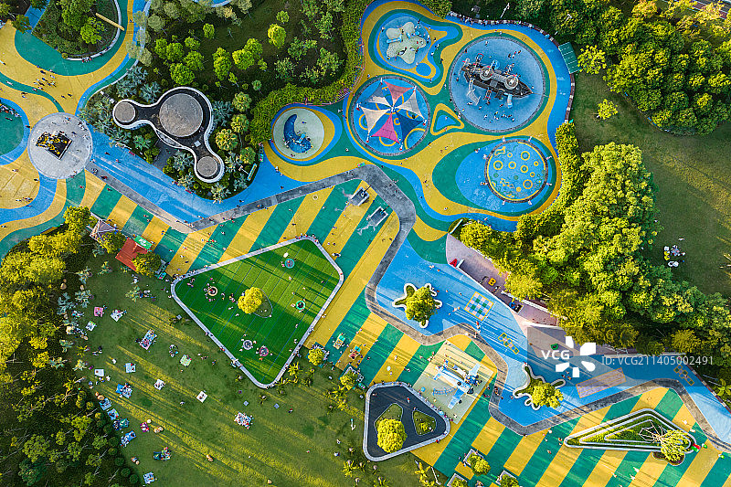 广东中山市金钟湖公园 市儿童公园航拍图图片素材