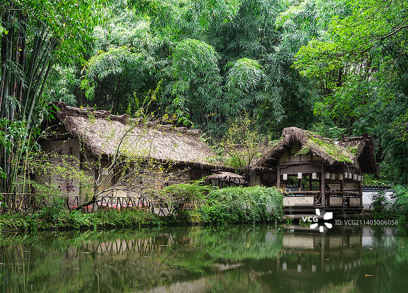成都杜甫草堂博物馆茅屋故居景区风光图片素材