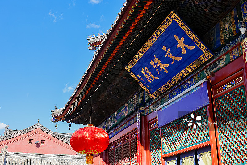 山西五台山殊像寺建筑风光图片素材