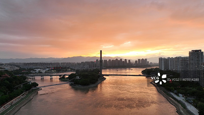 航拍福州闽江之心图片素材