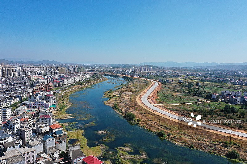 永新县城航拍图片素材