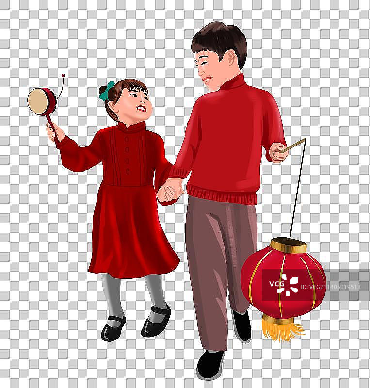 提着灯笼的儿童图片素材