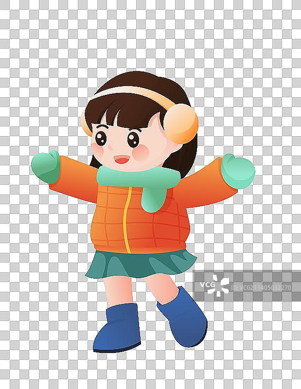 冬天穿棉服的可爱少女图片素材