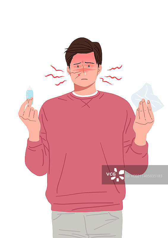 鼻窦炎、慢性病、疾病、疼痛、男性、感冒、鼻腔喷雾剂图片素材