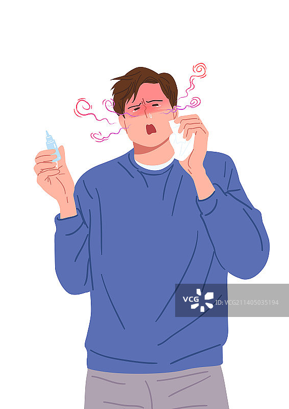 鼻窦炎、慢性病、疾病、疼痛、男性、感冒、药物、鼻腔喷雾图片素材