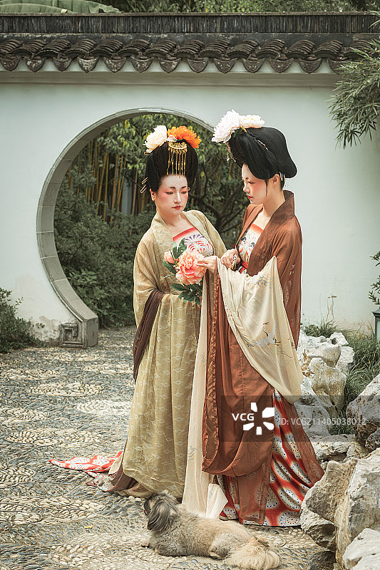 簪花仕女图图片素材