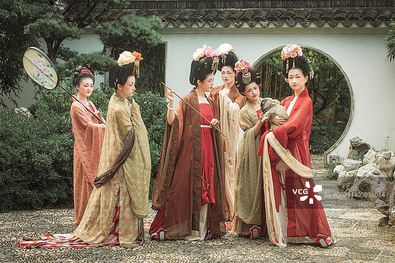 簪花仕女图图片素材