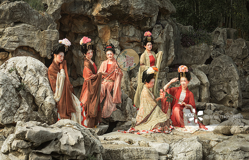 簪花仕女图图片素材