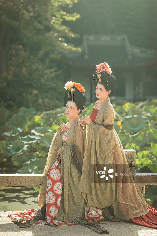 簪花仕女图图片素材