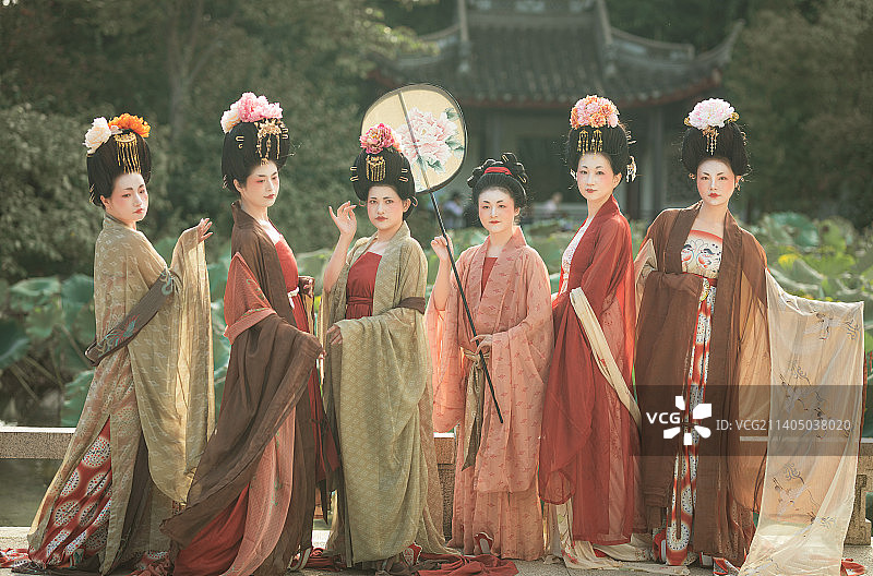 簪花仕女图图片素材