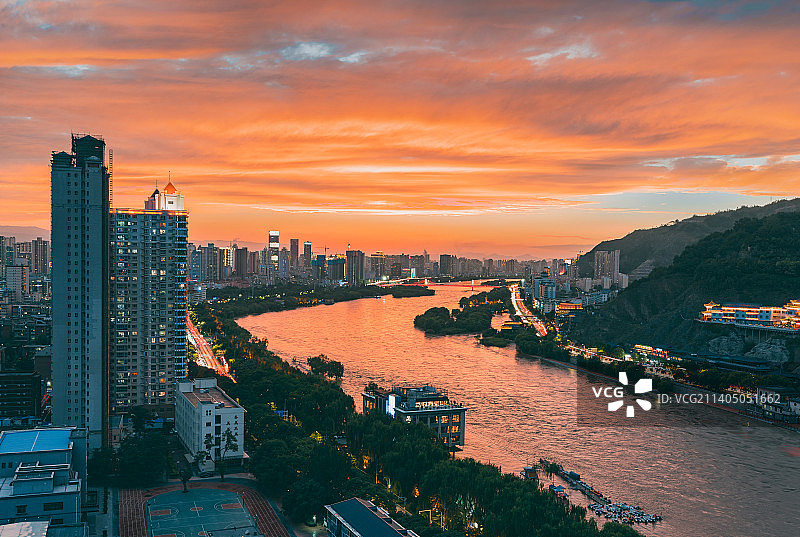 兰州城晚霞图片素材