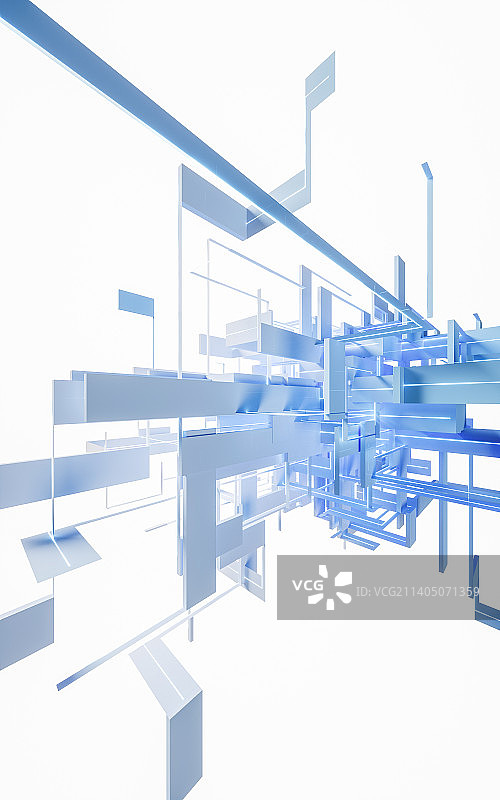 电子科技感线条几何体3D渲染图片素材