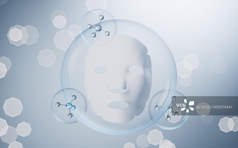 面膜与蓝色背景3D渲染图片素材