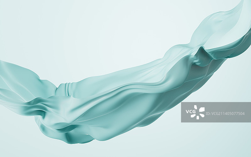 流动的绿色布料3D渲染图片素材