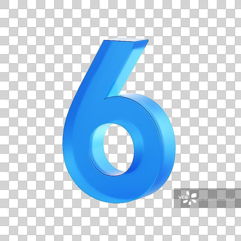 蓝色的建模数字6图片素材