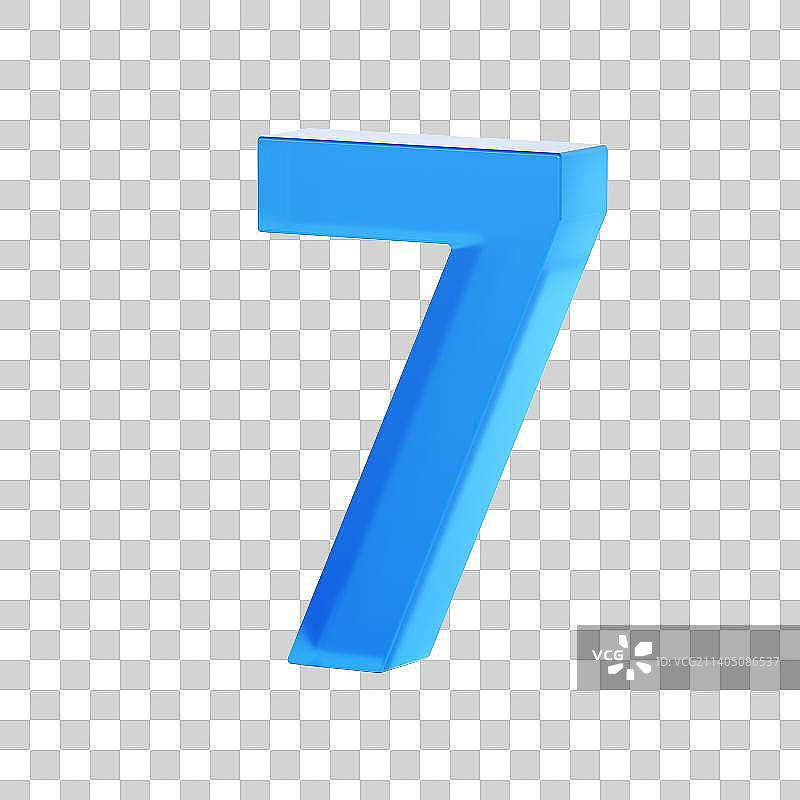 蓝色的建模数字7图片素材