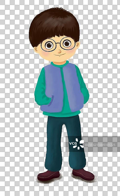 欧美风儿童插画男孩图片素材