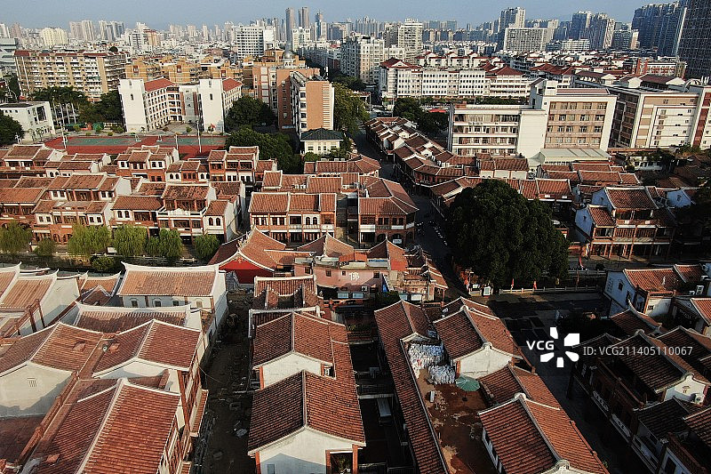 福建漳州古城航拍图片素材