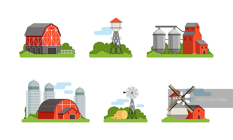 红色木结构农场建筑和基础设施图片素材