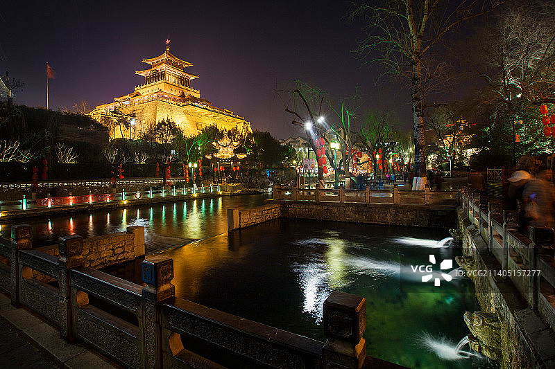 济南黑虎泉与解放阁图片素材