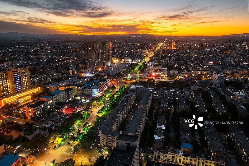 小县城汝州晚霞图片素材