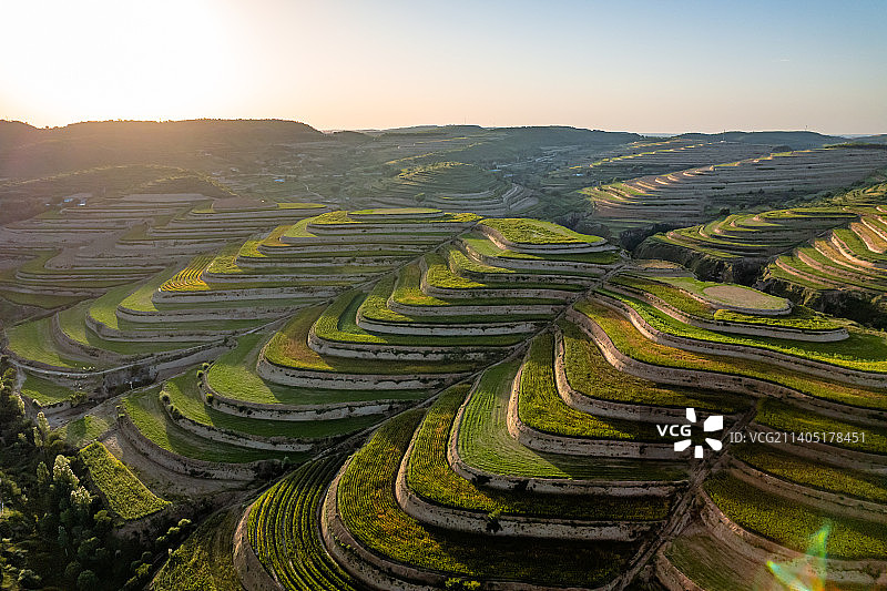 宁夏南部六盘山区旱作梯田彭阳金鸡坪梯田图片素材