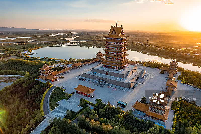 宁夏青铜峡黄河楼黄河风光图片素材