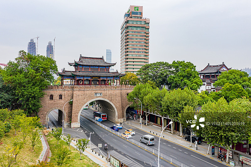 航拍湖北武汉晴川阁景区 铁门关图片素材
