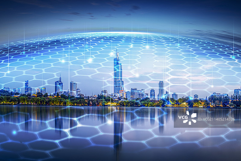 科技感南京城市天际线图片素材
