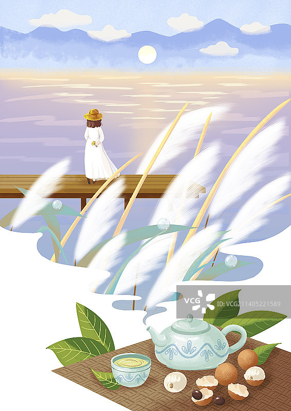 白露二十四节气插画中国文化图片素材