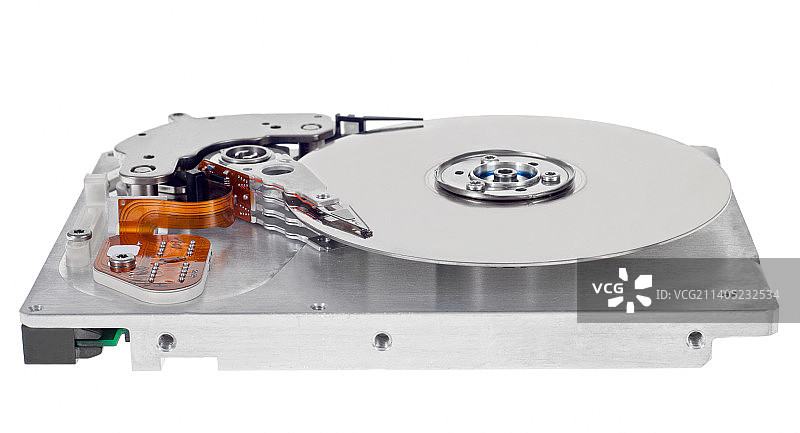 白色背景上的硬盘驱动器特写，波兰图片素材