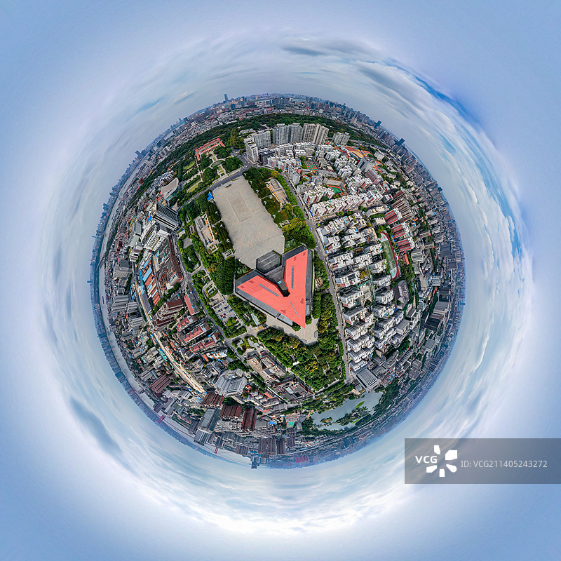 航拍湖北武汉首义广场辛亥革命博物馆720度球形全景图图片素材
