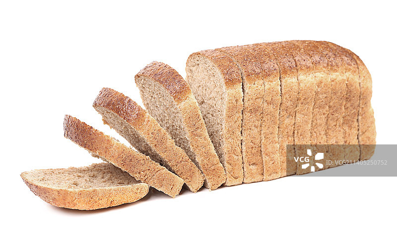 白色背景下的面包特写图片素材
