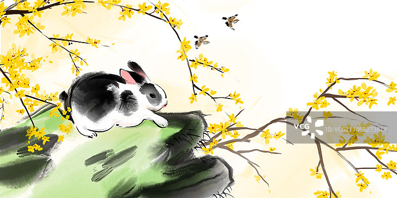 2023年春节过年台历12月节气插画春天节气立春春分清明谷雨图片素材