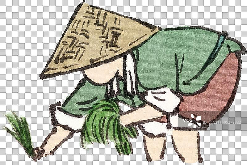 插秧的古代农民图片素材