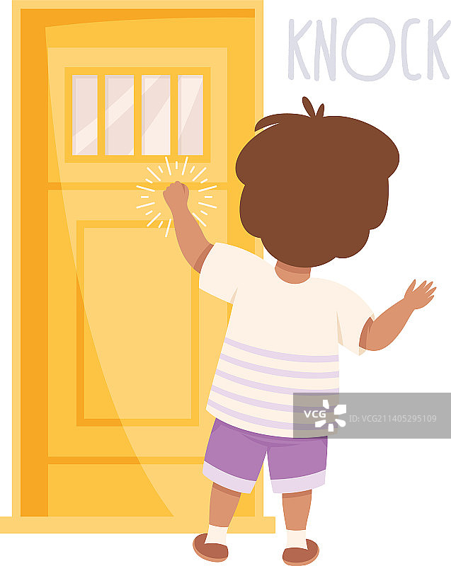 演示敲门的小男孩图片素材