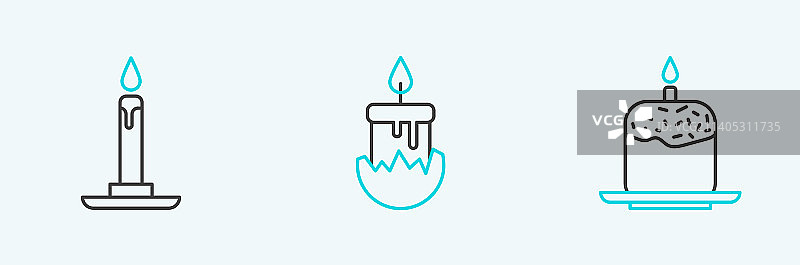 复活节蛋糕和燃烧蜡烛线条设计图片素材