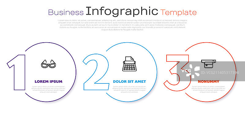 玻璃杯、复古打字机和腰包线条组合图片素材