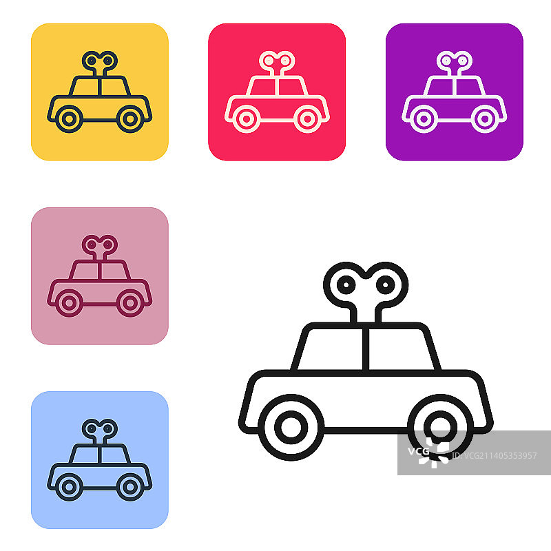 玩具车黑色线条图标，白色背景图片素材